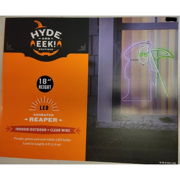 Hyde & Eek 18" LED Animated Reaper Halloween Wall Sign Light Up Decor 2022 - Picture 1 of 7